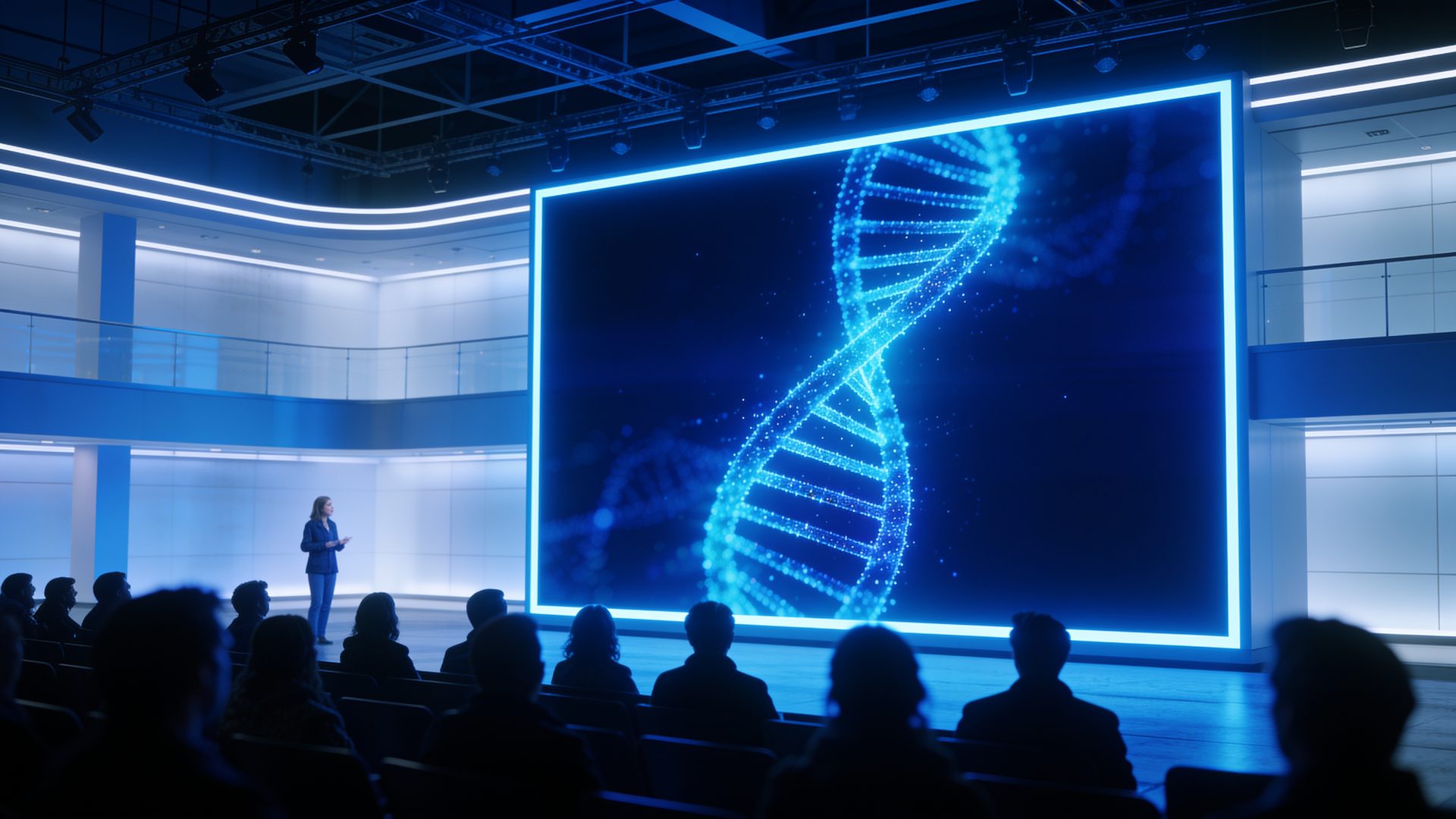 Föreläsning med DNA-visualisering på storbildsskärm